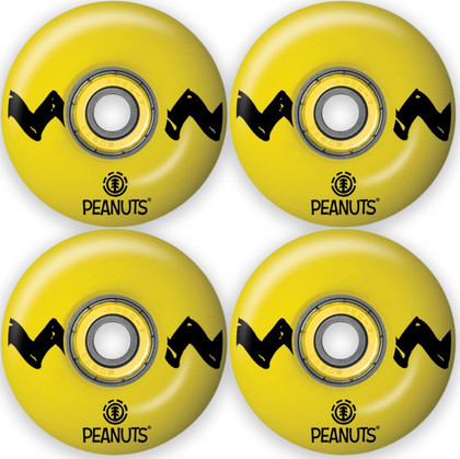 Element x Peanuts Skateboard Wheels and Bearings Combo Box - Charlie Brown Stripe Yellow