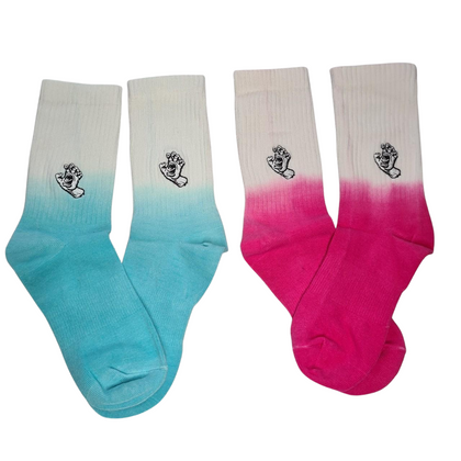 Santa Cruz Skateboards Screaming Hand Double Pack Of Dyed Socks - Pink/Blue