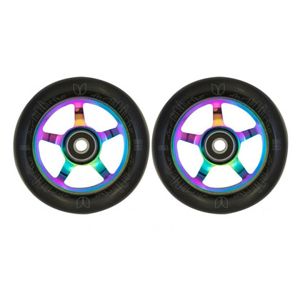 Blazer Pro 100mm Stunt Scooter Wheels - Pair + Abec 9 Bearings Black/Neo Chrome