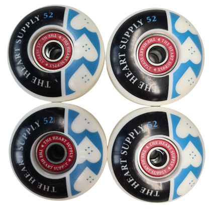 The Heart Supply 52mm 99a Skateboard Wheels + Abec 7 Bearings - White/Blue