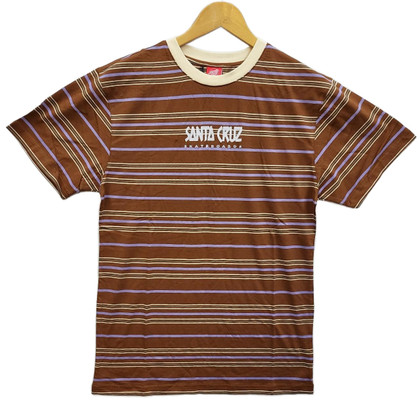 Santa Cruz Skateboards Ad Strip Stripe T-Shirt - Brown/Orange