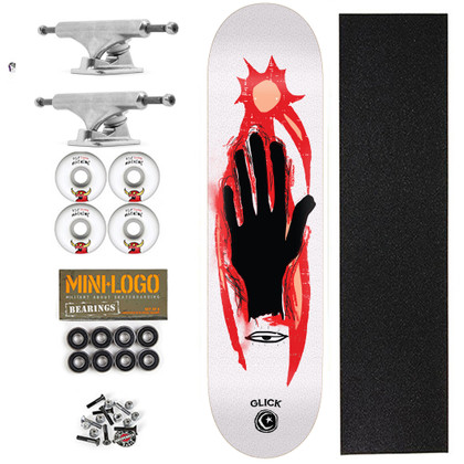 Foundation Glick Hand 8.6" Complete Skateboard - White