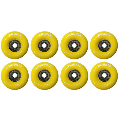 Rookie Quad Roller Skate Wheels + Abec 7 Bearings - Indoor/Outdoor - Yellow