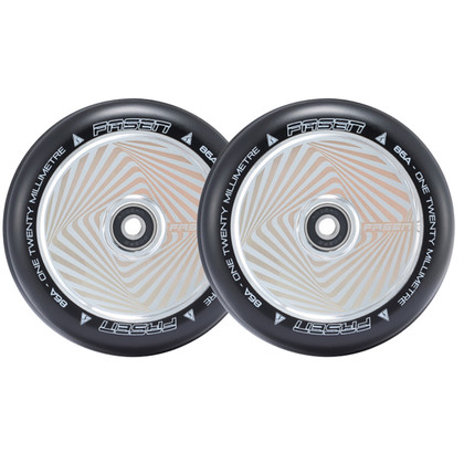 Fasen 120mm Prodigy Pattern Hollow Core Stunt Scooter Wheels - Pair - Black/Chrome