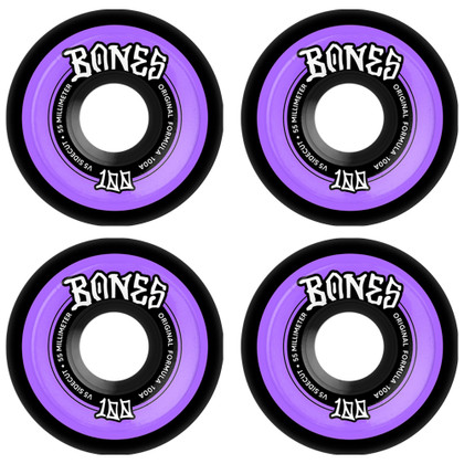 Bones OG Formula Originals 55mm 100A V5 Sidecut Skateboard Wheels - Black/Purple
