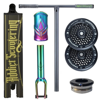 Blunt x Addict x Root Honey Core Custom T-Bar Street Stunt Scooter - Tall Teenagers/Adults - Black/Black