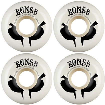BONES OG Formula 53mm 100A V4 Sidecut Skateboard Wheels - White