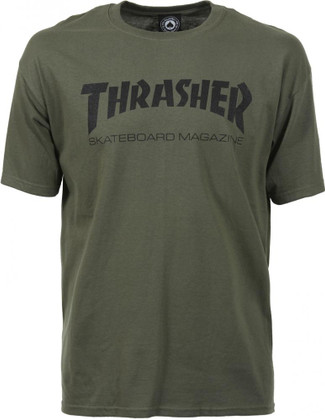 Thrasher T Shirt - Skate Mag - Army Green