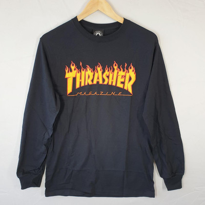 Thrasher Flame Long Sleeve Tee - Black