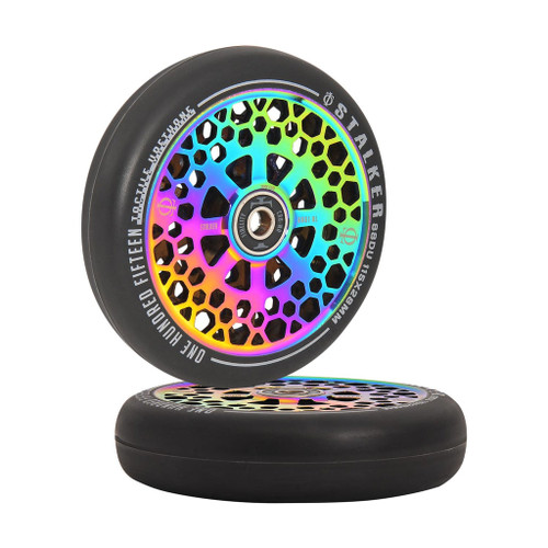 Oath Stalker Scooter Wheels - Pair - 115mm x 28mm - Neo Chrome Oath Stalker Scooter Wheels - Pair - 115mm x 28mm - Neo Chrome