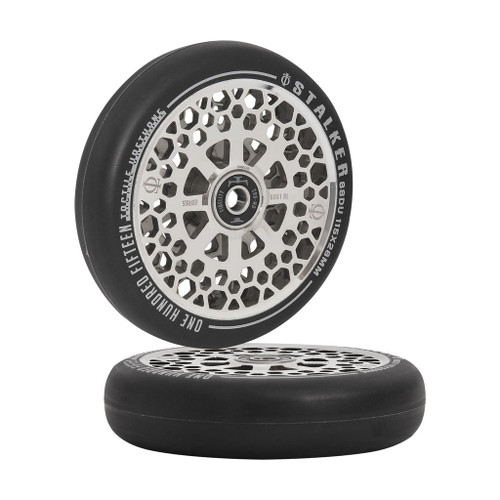 Oath Stalker Scooter Wheels - Pair - 115mm x 28mm - Chrome Oath Stalker Scooter Wheels - Pair - 115mm x 28mm - Chrome