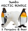 JUMBO ARCTIC ANIMAL Toys 3PC - 20" POLAR BEAR & 12" PENGUINS