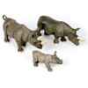 Small Rhino Family, Different Sizes Realistic Detail Set of 3