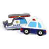 Wooden police car and helicopter