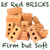 25 realistic red foam building bricks for children