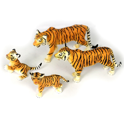 Small Tiger Family, Different Sizes Realistic Detail Set of 4