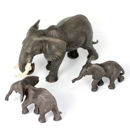 Small Elephant Family, Different Sizes Realistic Detail Set of 3