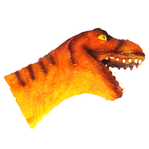 Orange dinosaur hand puppet - side view