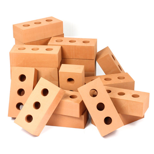100 realistic red foam building bricks for childcare and group play