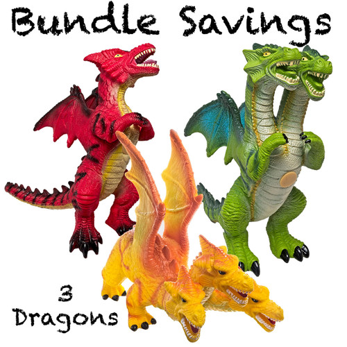 umbo Multi-Headed Dragons Set - Soft and Huggable Fantasy Toy Dragons for Imaginative Play and Early Years Learning - Main view