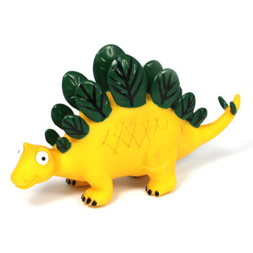 Yellow Stegosaurus dinosaur toy - Left view