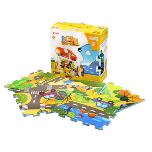 12pc augmented reality puzzle play mat city world  for children -  pack view