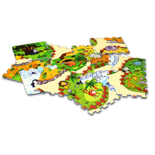 12pc augmented reality puzzle mat animal world for children - pieces view