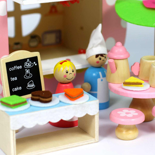 wooden teapot cake stall playset for children and early childhood educators