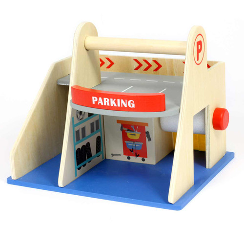 wooden parking garage playset