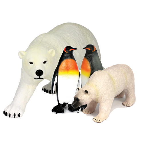 Arctic Friends, Jumbo and Large Polar Bears, 2 x Large Penguins,   All Soft Feel