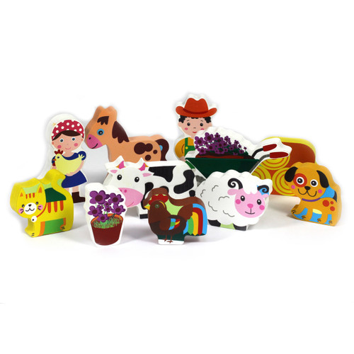 72 piece small world wooden character figures for children, educators and parents.