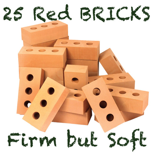 25 realistic red foam building bricks for children