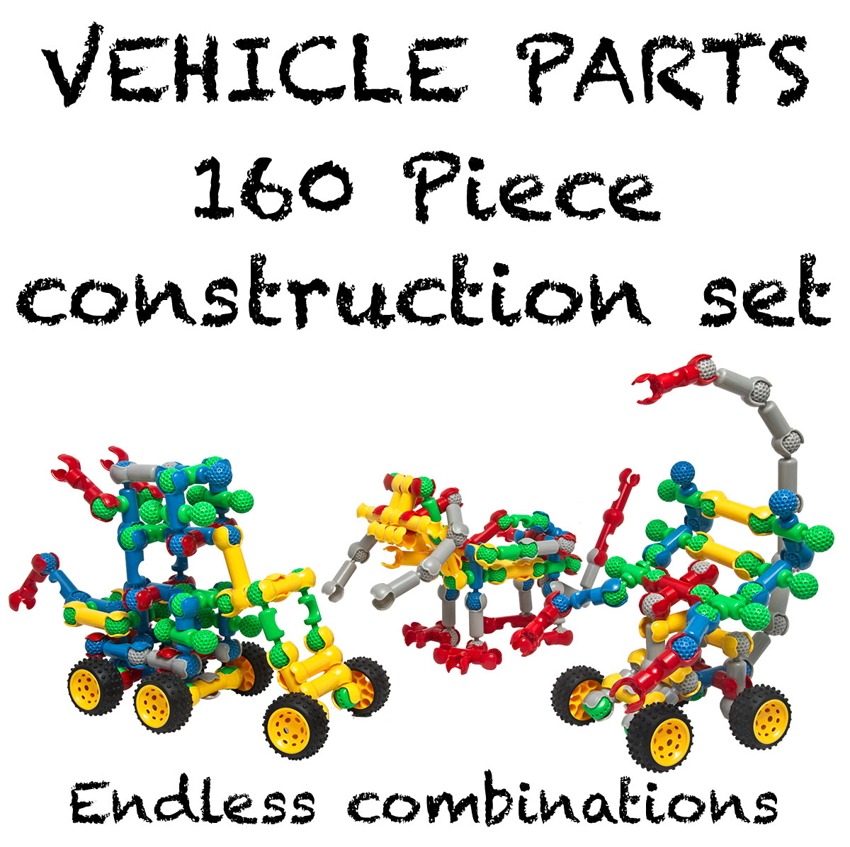 Plastic Vehicle Construction Vehicle Parts Connectors 160 Piece Set