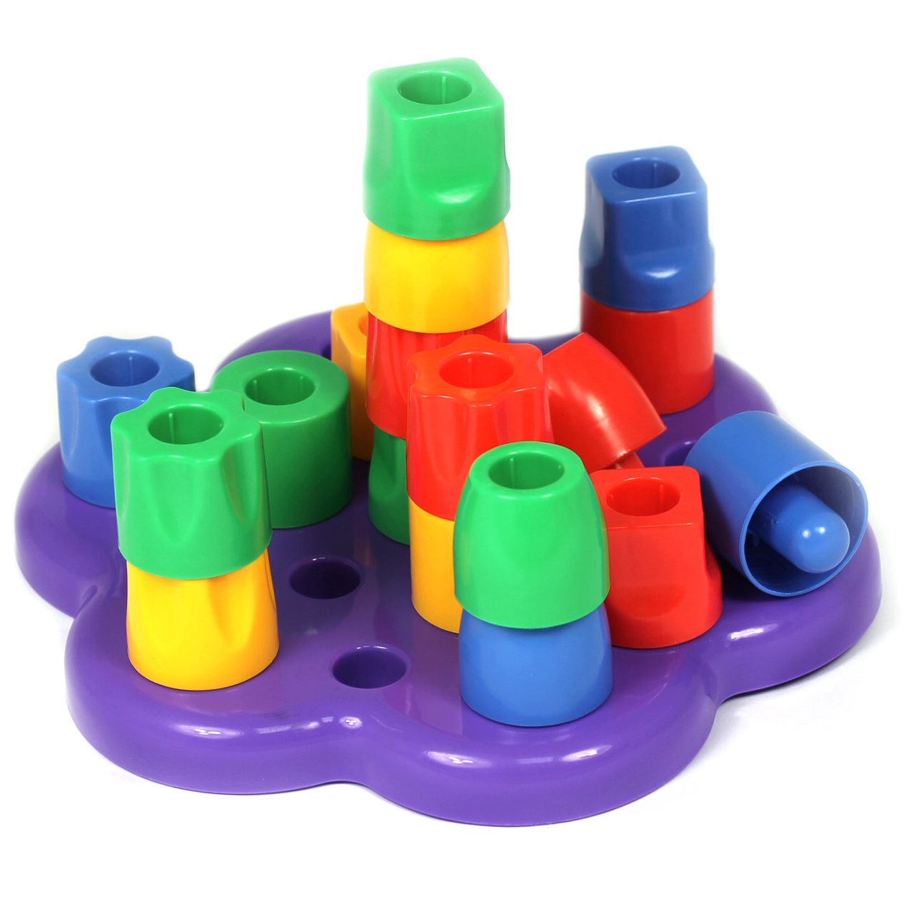 19PC Construction Set Stack Pegs Various Colours