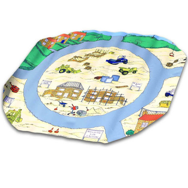 Construction-themed Tuff Tray insert for small-world play