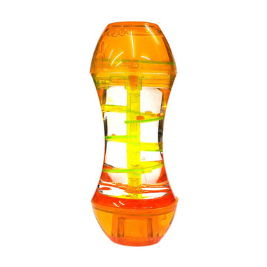 Orange sensory liquid bubble timers for babies and toddlers with a calming spiral motion.