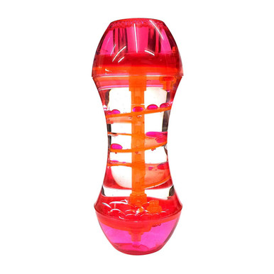 Pink sensory liquid bubble timers for babies and toddlers with a calming spiral motion.
