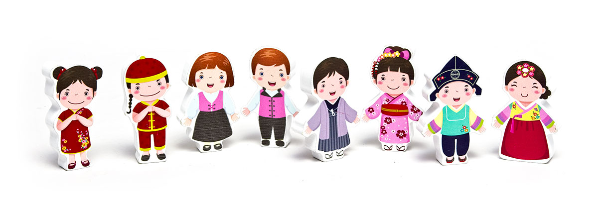 8Pc 15mm Thick Multicultural Character Group