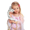Girl playing with Pearl Wrist Dragon Puppet Folkmanis