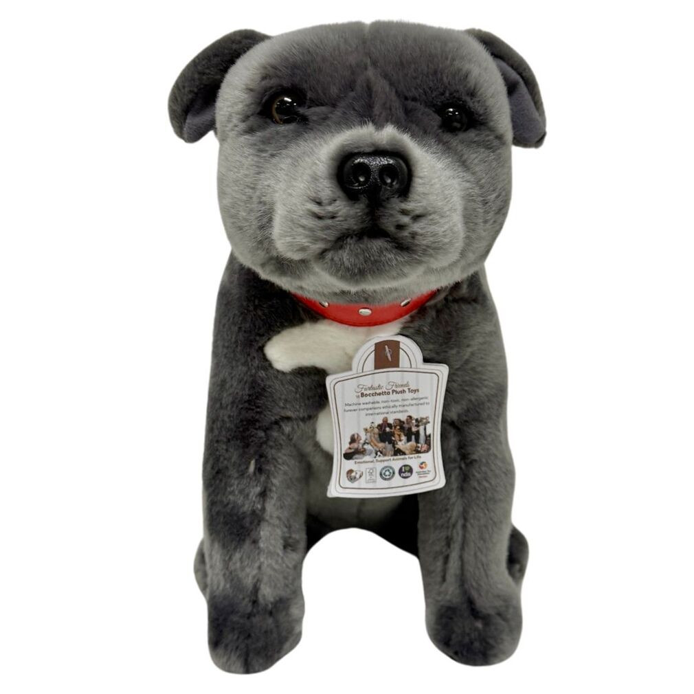 Staffordshire Terrier Blue Staffy Plush Toy Dog  Storm 36cm Bocchetta  - 500966