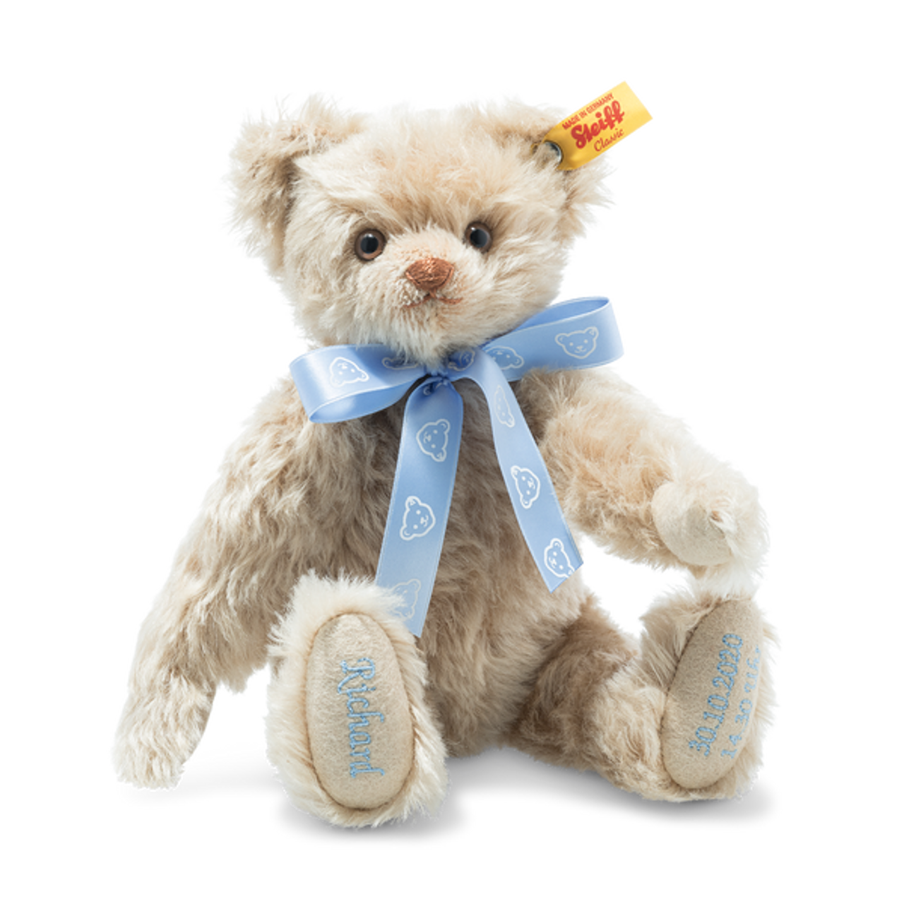 Steiff Year, Birth Bear, Celebration Bear 2021, Beige Blue Ribbon