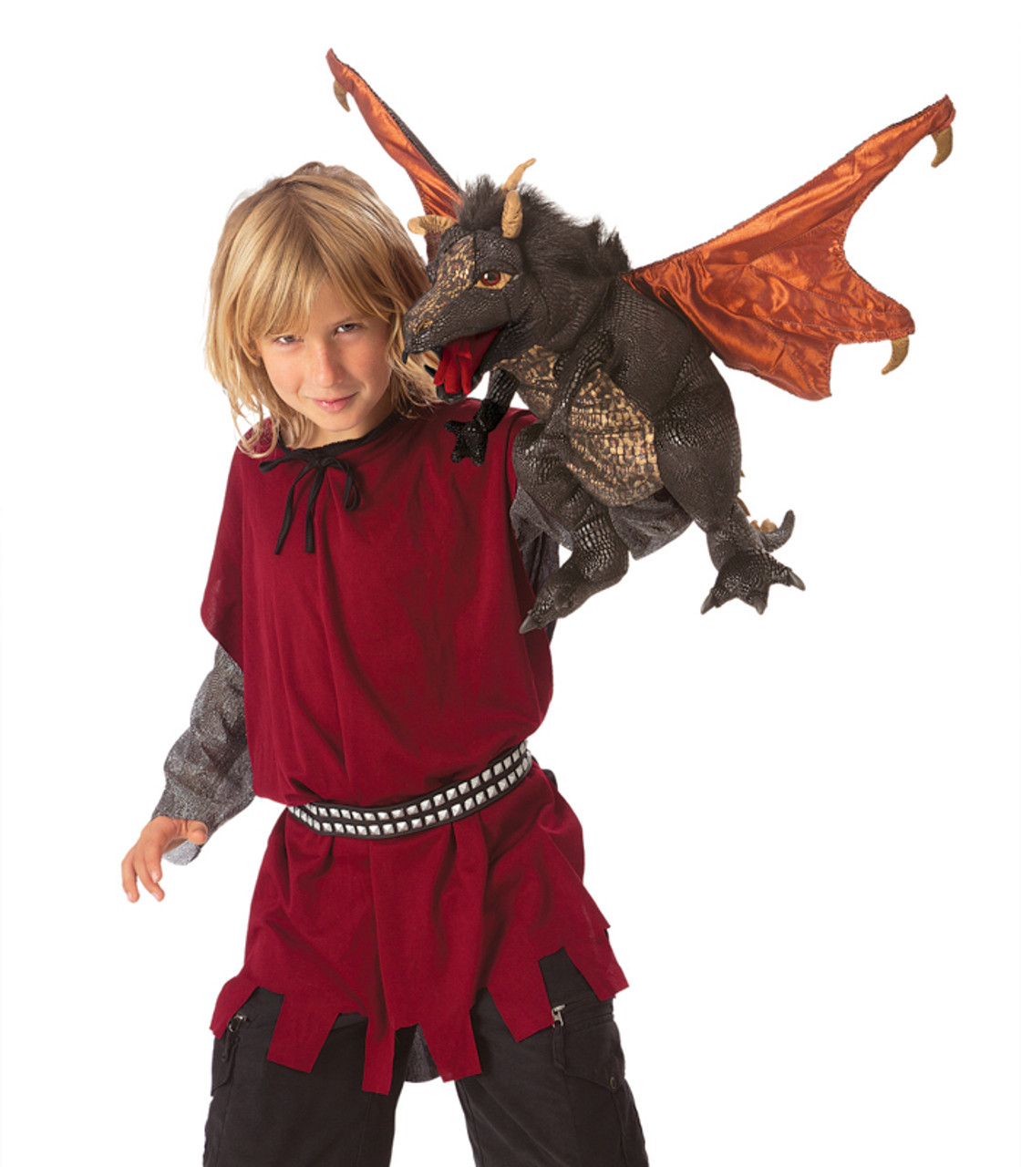 Boy with Black  Dragon Puppet, Folkmanis EAN 030696