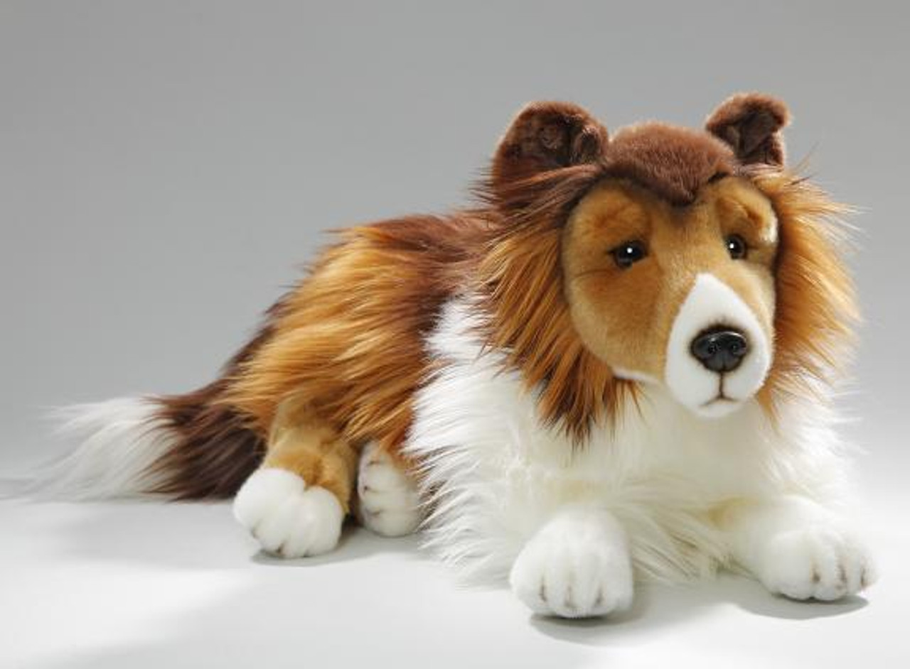 Collie Dog Plush Toy, Long Hair Lying, Carl Dick Germany EAN 035516