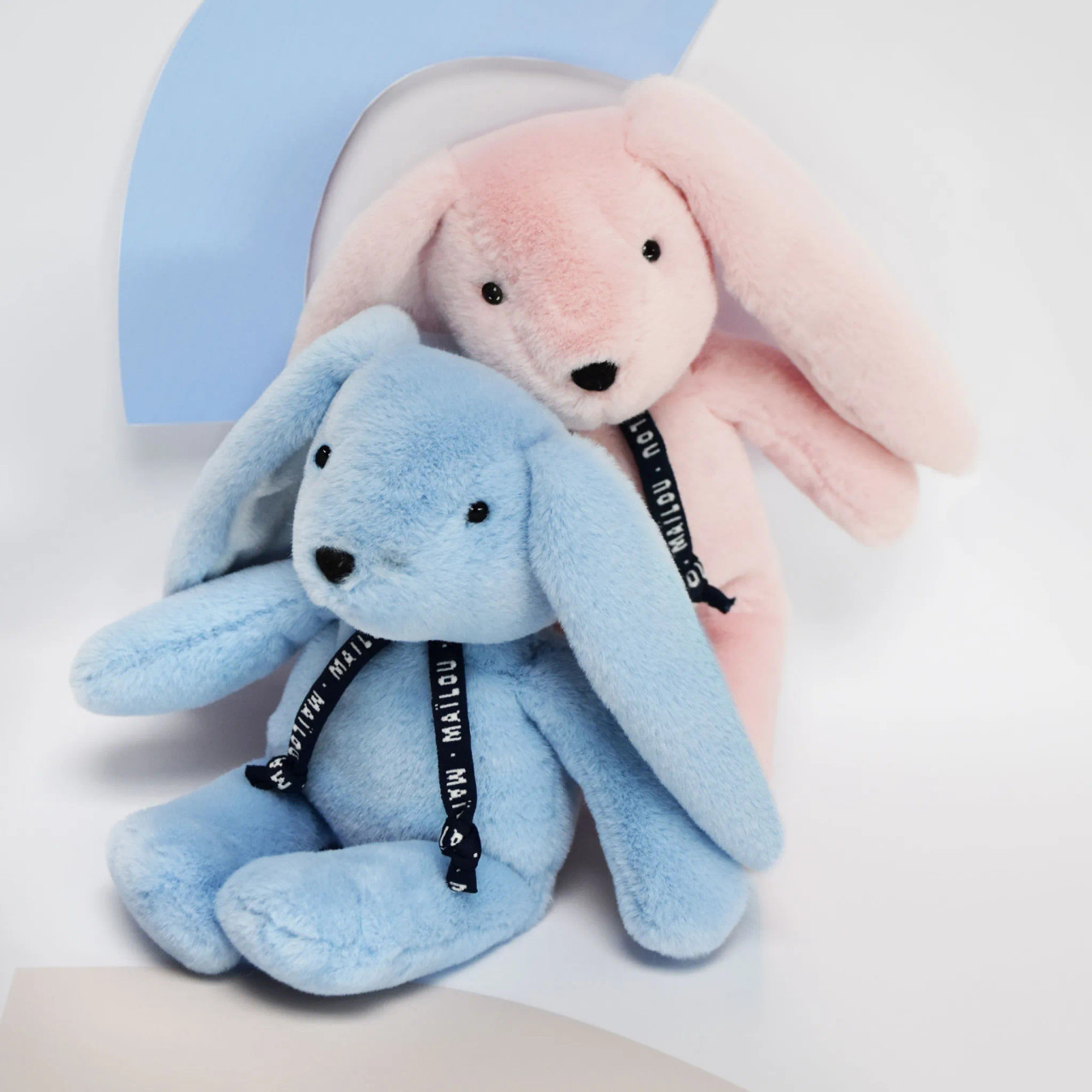 With Little Pink Rabbit, Little Rabbit Plush Toy  23cm, Blue Dorlotin, Mailou Tradition France