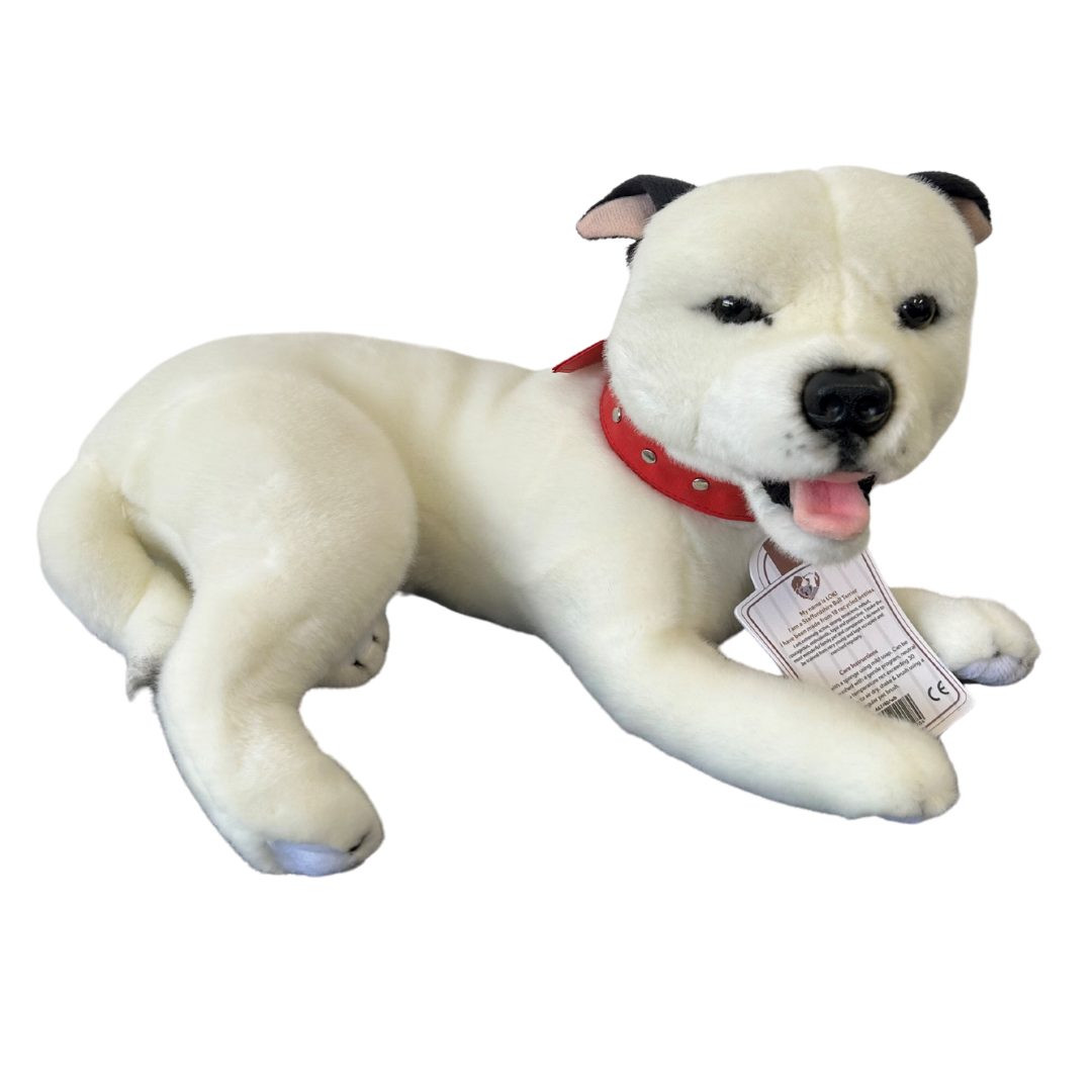 White Staffordshire Bull Terrier Dog Plush, Bocchetta Winter 501734