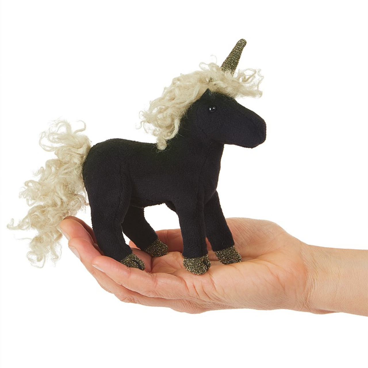 Mini Black Unicorn Finger Puppet Folkmanis EAN 027979