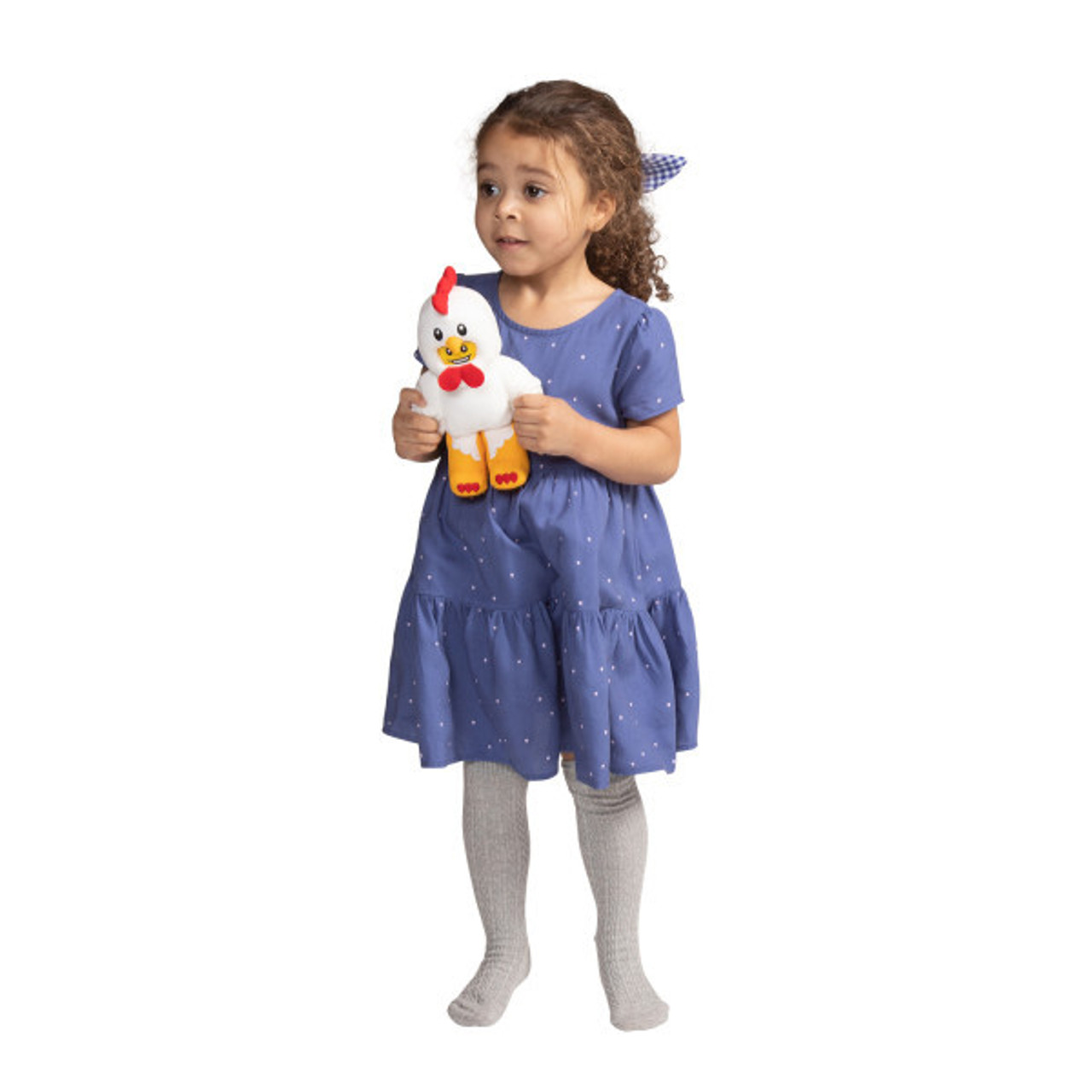 Girl playing with Small Lego Chicken Guy Plush, 22cm EAN 513345