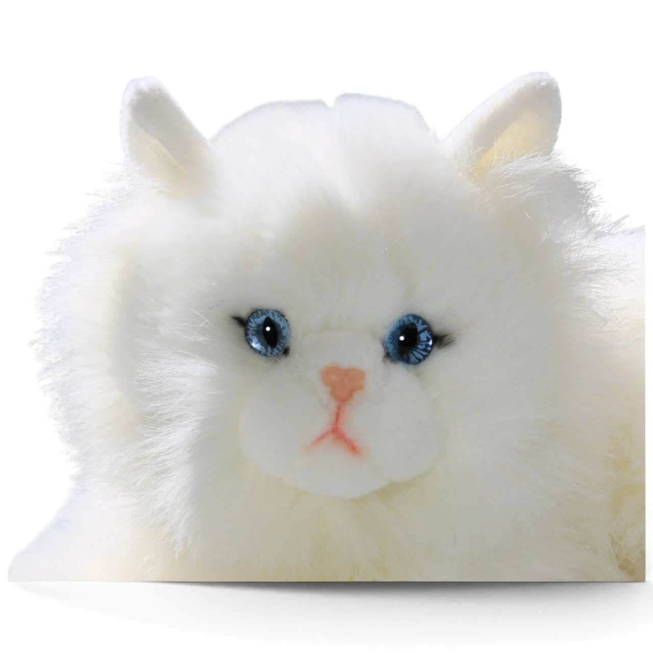 Face Detail Persian White Cat Plush Toy Lying, Carl Dick Germany - 031990