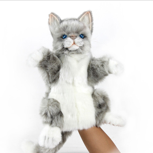 Hansa Grey Cat Puppet 30cm