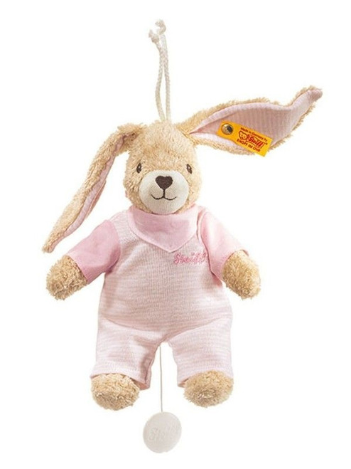 Steiff Hoppel Rabbit Pink Organic Music Box EAN 237584